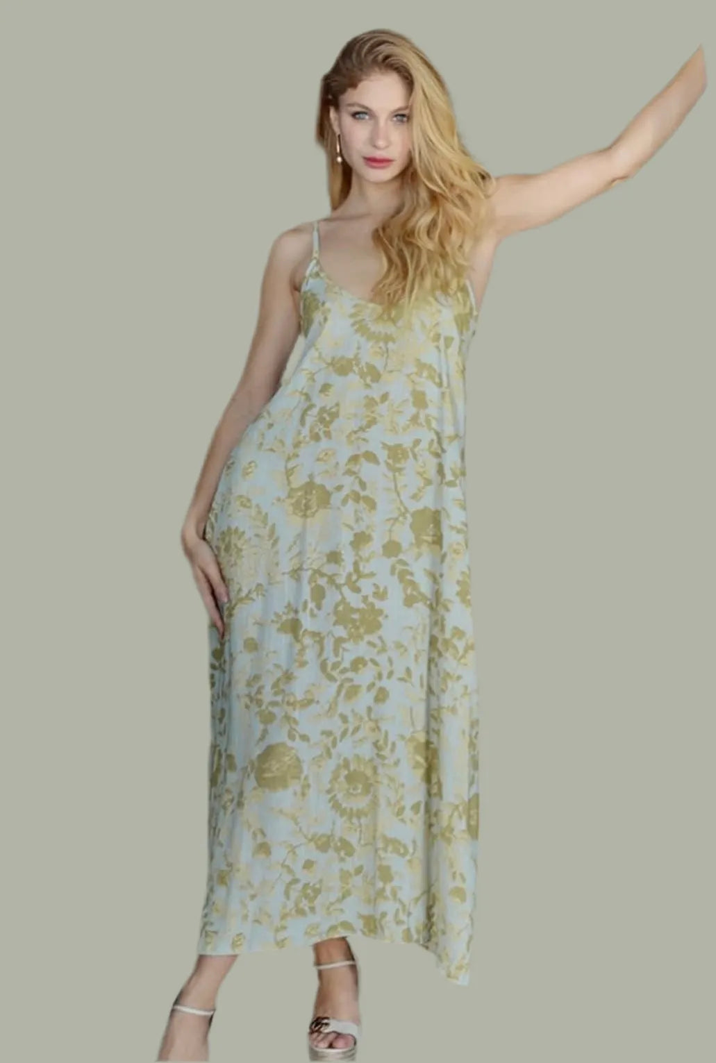 person wearing Ladli Slip Dress | blue and mint Cotton voile sale - Stay Wild Collective  Dresses