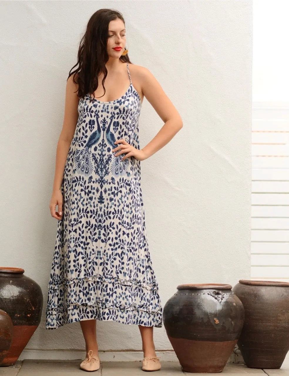 Ladli Slip Maxi Dress | jaipur blue and ruby red Cotton voile - Stay Wild Collective  Dresses