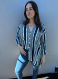 Ladli boy friend shirt blue /red stripe one size - Stay Wild Collective  Top