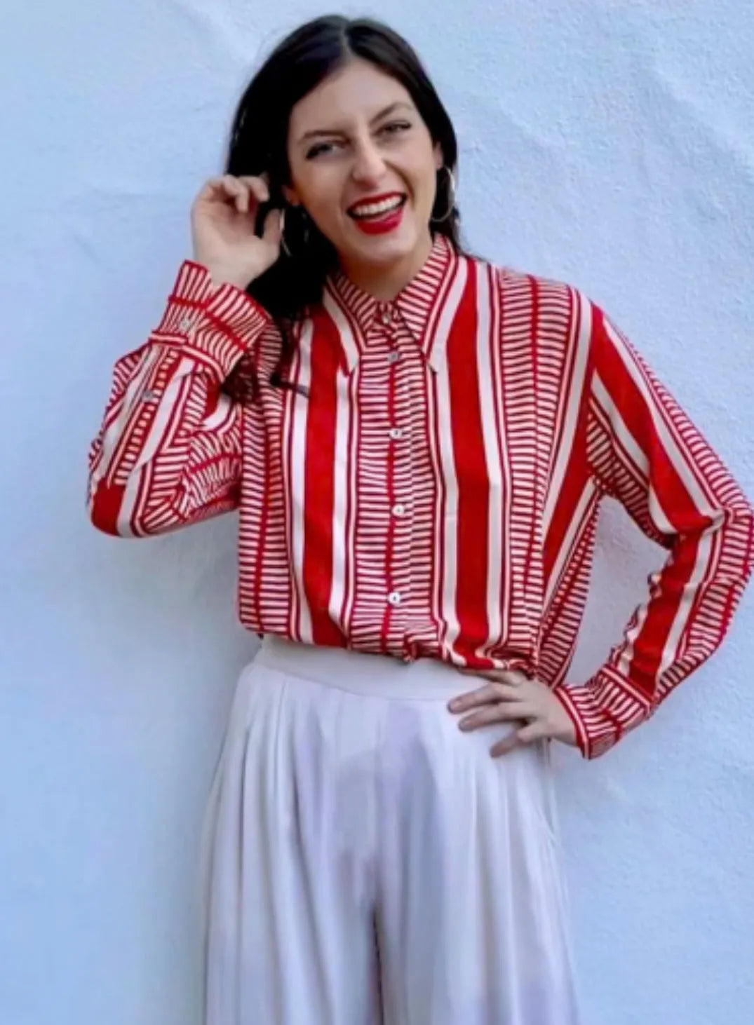 Ladli boy friend shirt blue /red stripe one size - Stay Wild Collective  Top