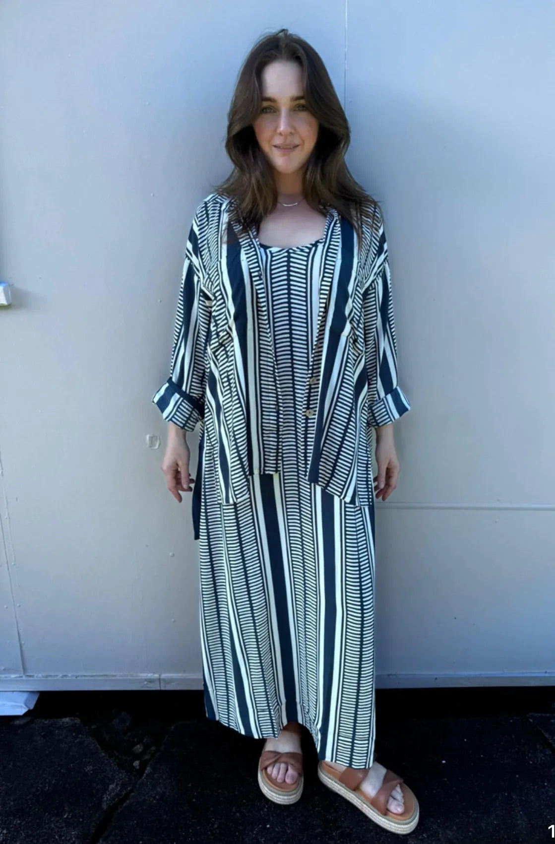 Ladli slip dress navy stripe maxi - Stay Wild Collective  