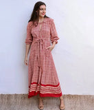 Ladli Helen dress midi red print A - Stay Wild Collective  dress