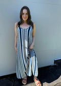 Ladli slip dress navy stripe maxi - Stay Wild Collective  
