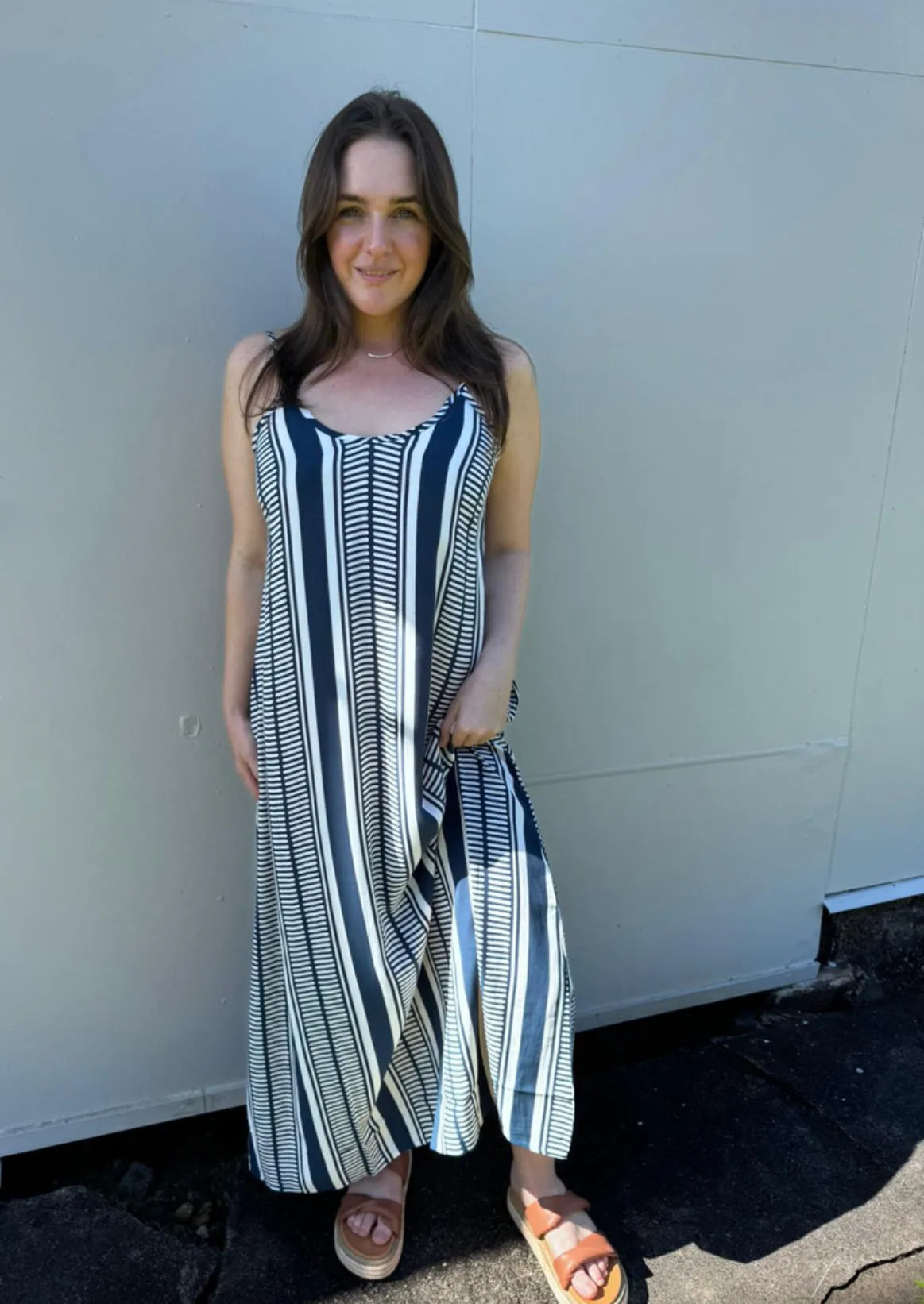 Ladli slip dress navy stripe maxi - Stay Wild Collective  