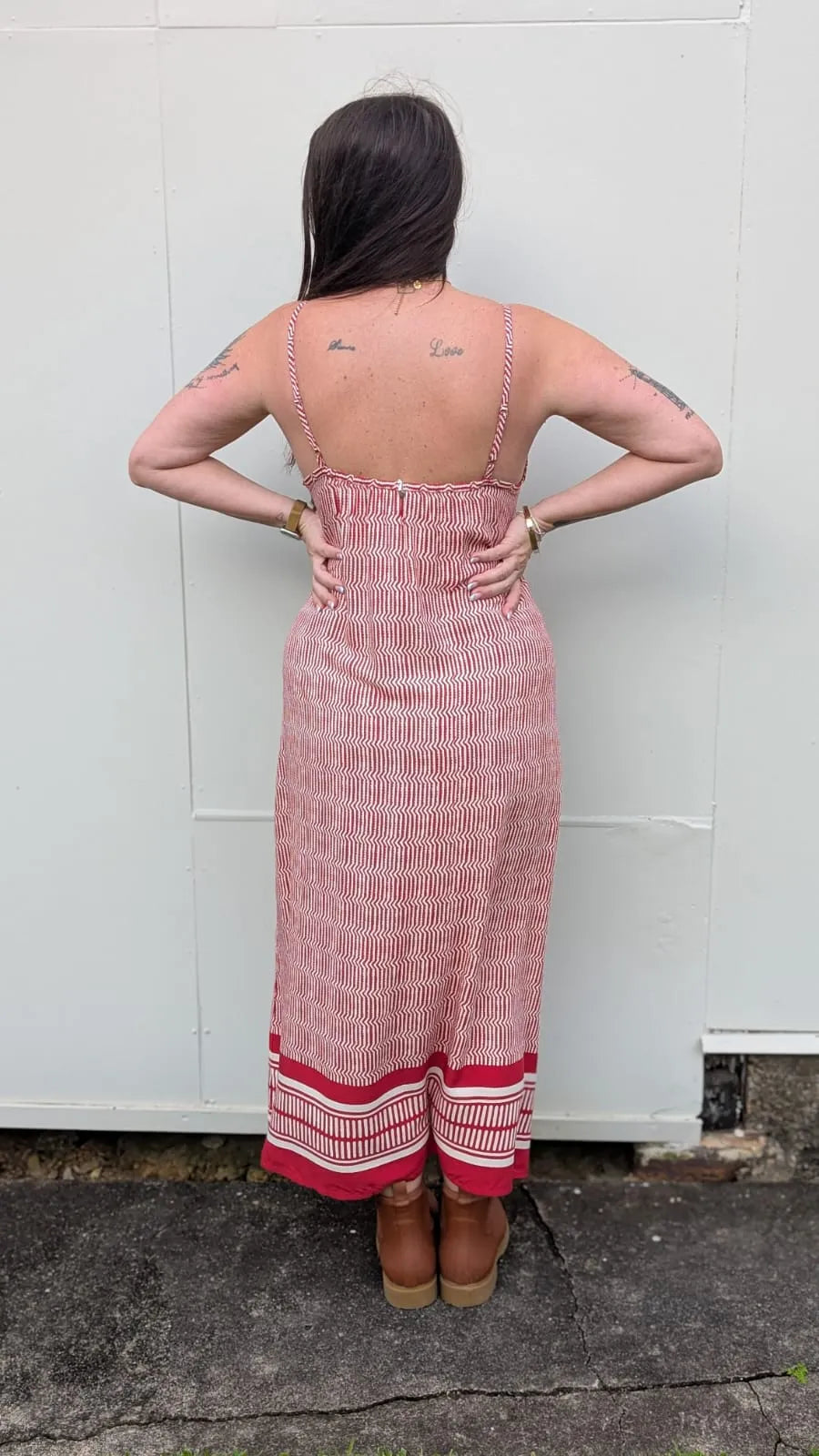 Ladli slip dress red stripe b midi - Stay Wild Collective  