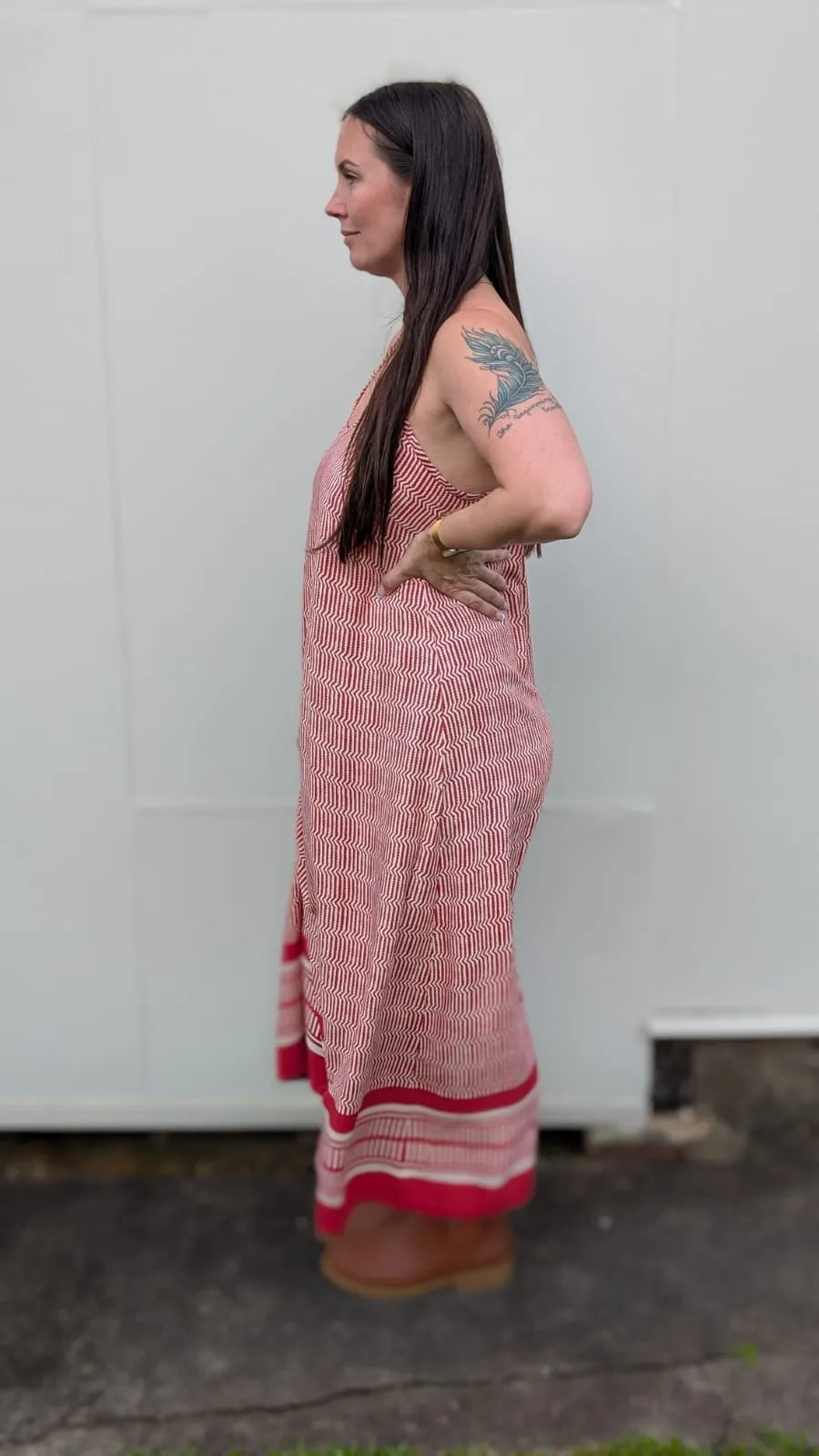 Ladli slip dress red stripe b midi - Stay Wild Collective  