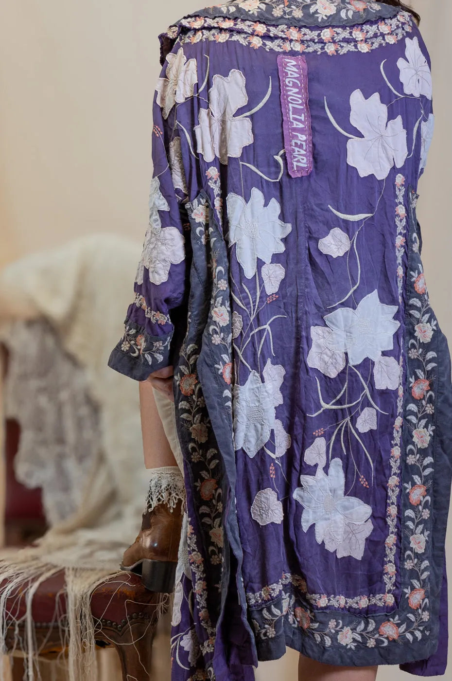 Floral Appliqué Danji Kimono Magnolia Pearl 591 enigma - Stay Wild Collective  Coats & Jackets