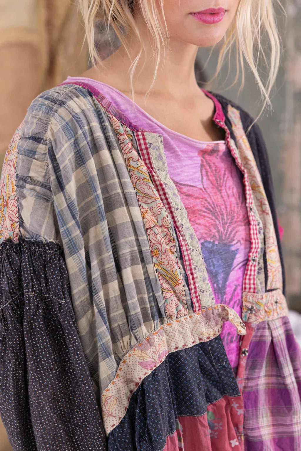 Magnolia Pearl Searcy Patchwork Dress - 1013-berpl-os - Stay Wild Collective  Dress