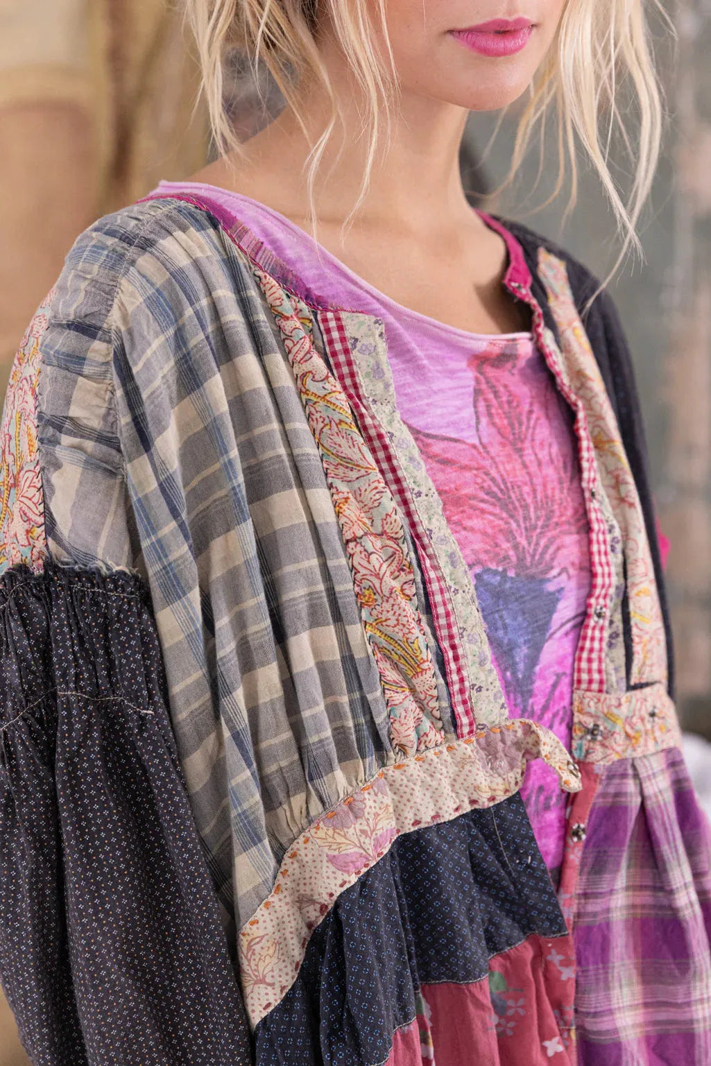 Magnolia Pearl Searcy Patchwork Dress - 1013-berpl-os - Stay Wild Collective  Dress