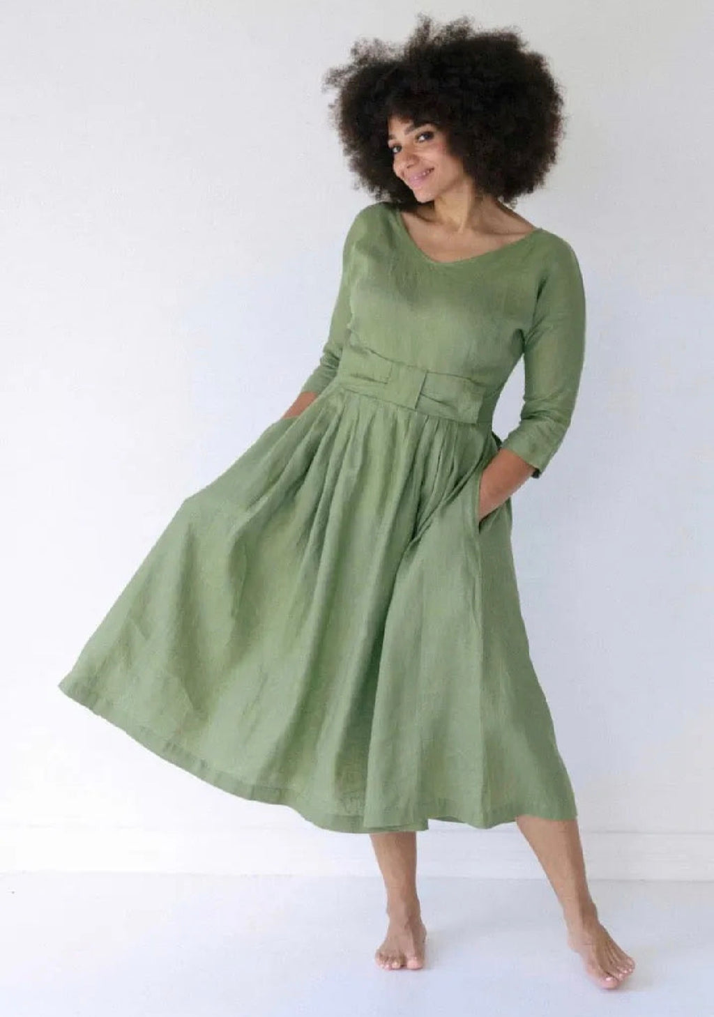 Dress  Lazybones Eloise Dress Linen SALE herb green - Stay Wild Collective  