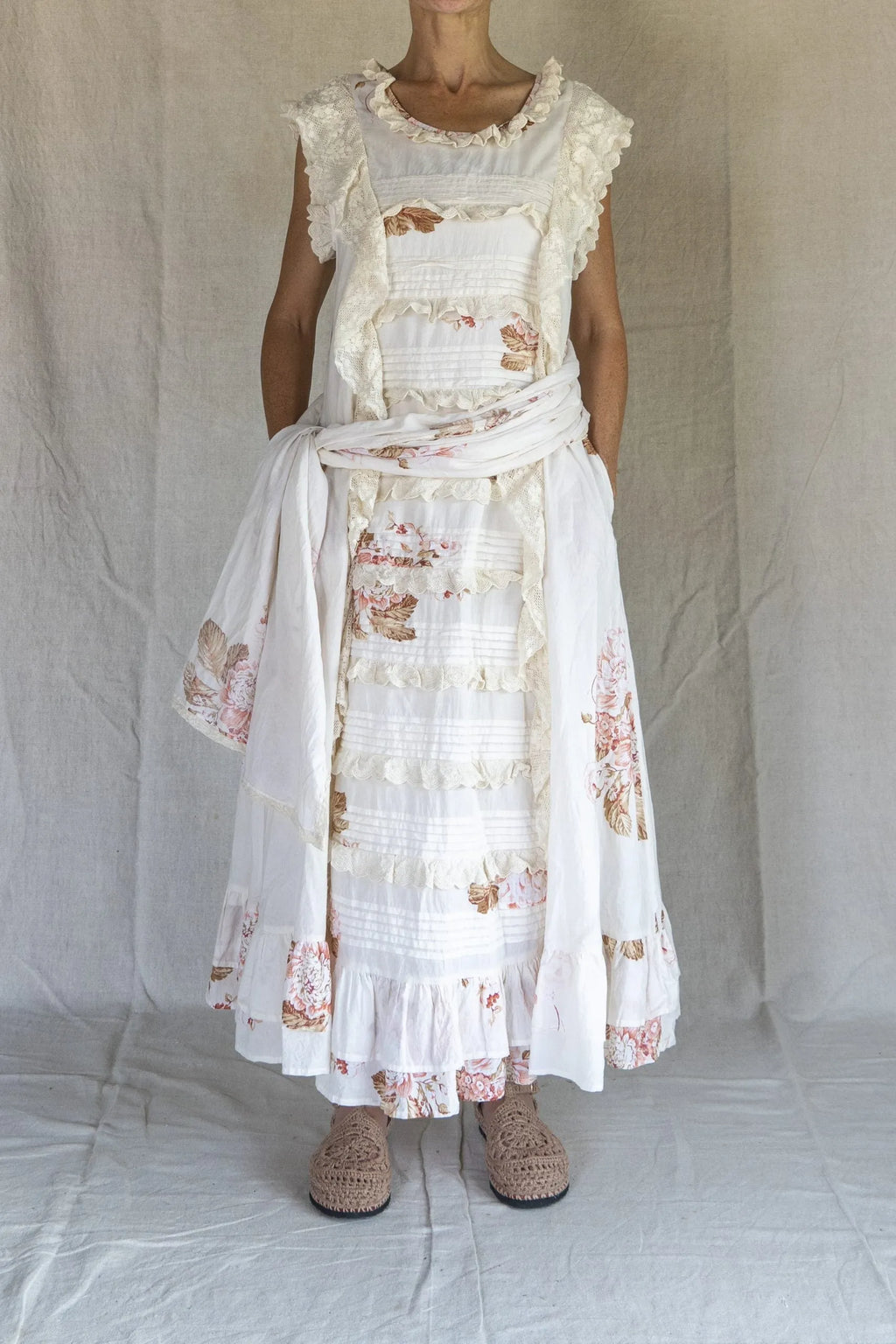 person wearing Les Ours Dress Ancolie Cotton Flowers - Stay Wild Collective  Dress