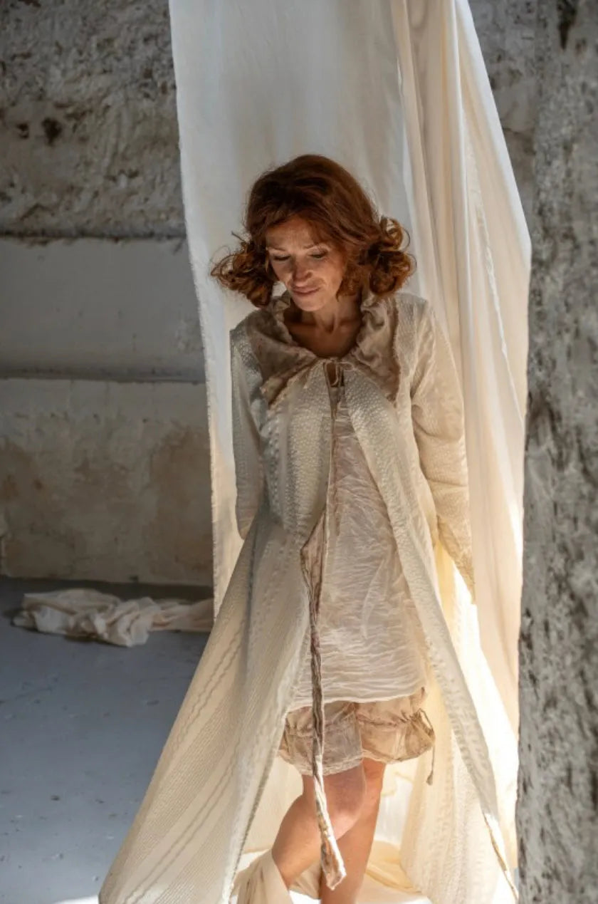 Les ours Louise Wrap dress/jacket ecru cotton waffle - Stay Wild Collective  Coats & Jackets