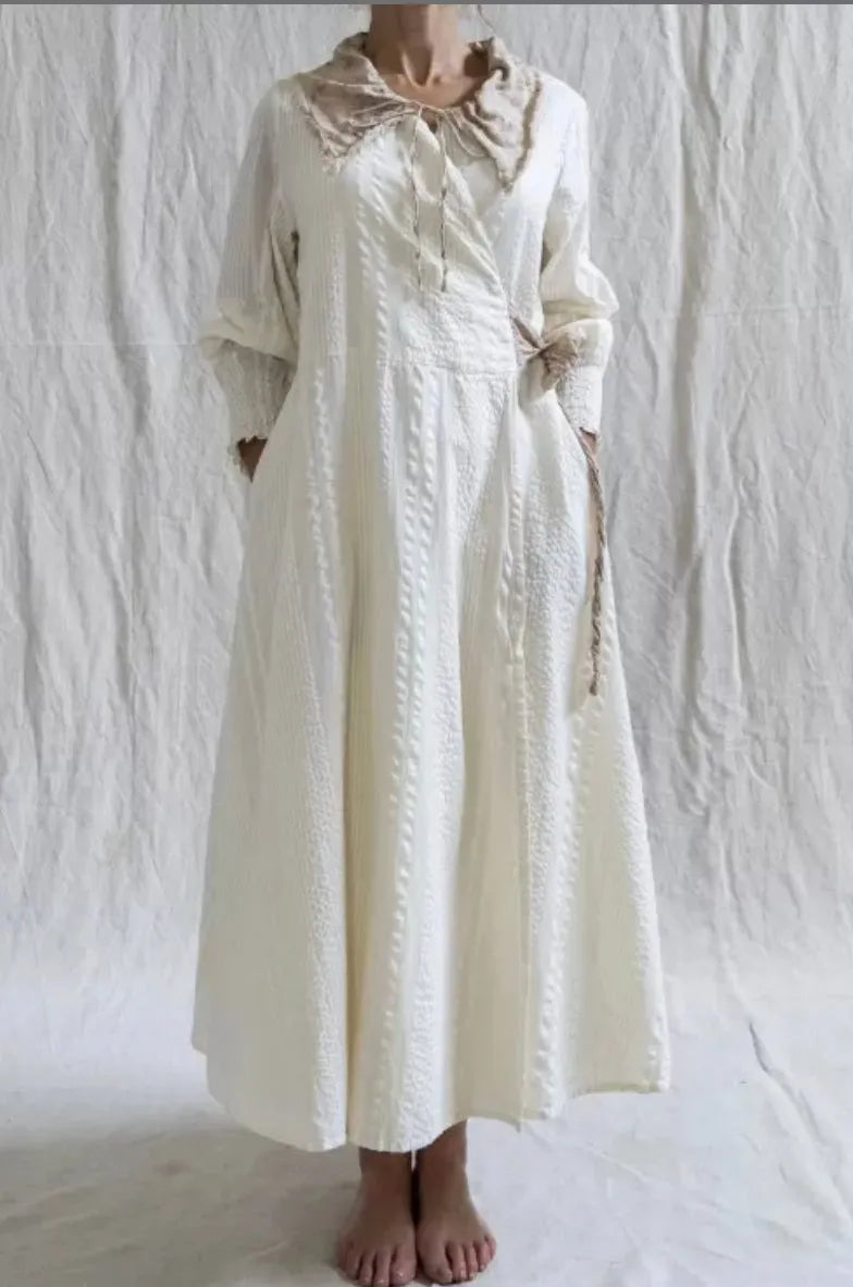 Les ours Louise Wrap dress/jacket ecru cotton waffle - Stay Wild Collective  Coats & Jackets