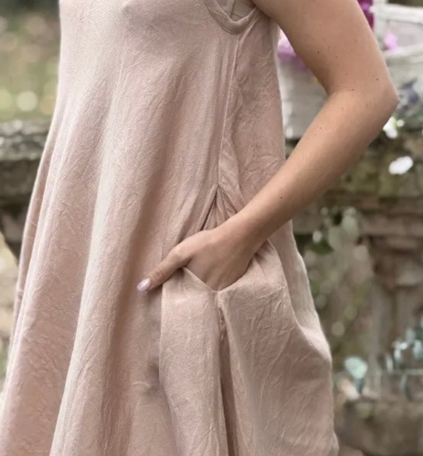  Les ours ss26 calanga dress in blush cotton and linen ss26 - Stay Wild Collective  