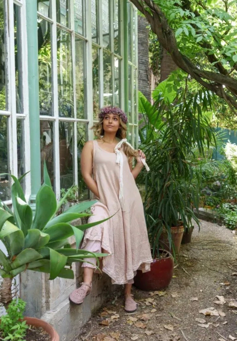  Les ours ss26 calanga dress in blush cotton and linen ss26 - Stay Wild Collective  