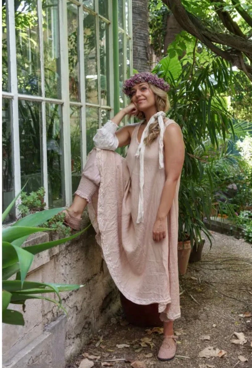  Les ours ss26 calanga dress in blush cotton and linen ss26 - Stay Wild Collective  