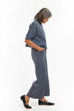 Evas Sunday Loretta Top - Navy Pinstripe
