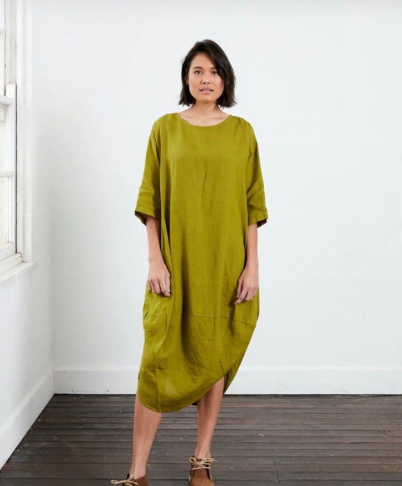 Montaigne Scallop Casual Linen Dress