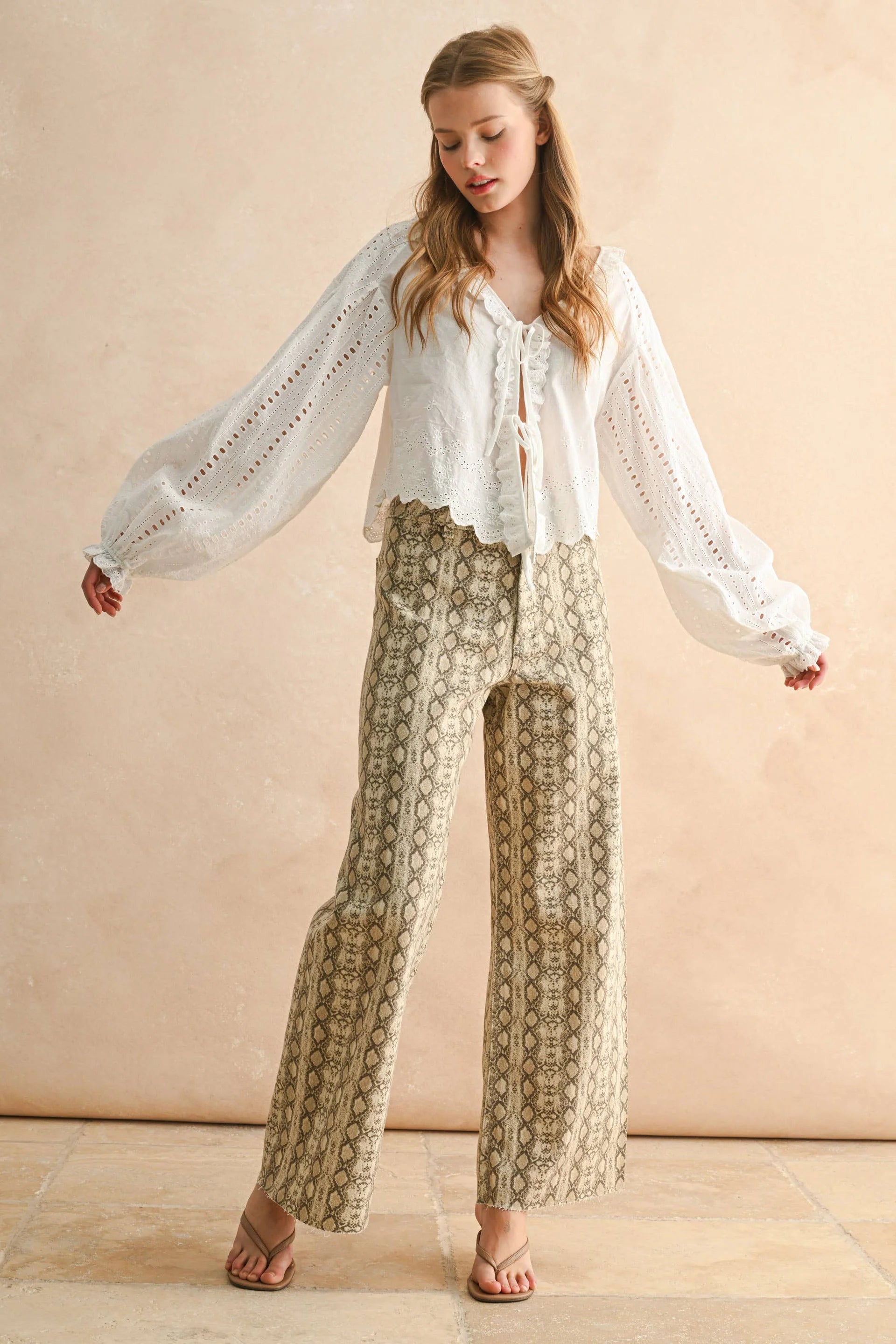  MIOU MUSE
EMBROIDERY DETAIL LONG SLEEVE BLOUSE - Stay Wild Collective  