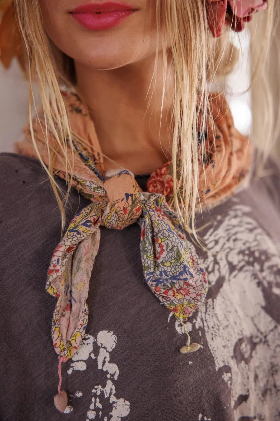  Magnolia Pearl Agathe French Floral Scarf - Sunfaded Azalea 235 - Stay Wild Collective  