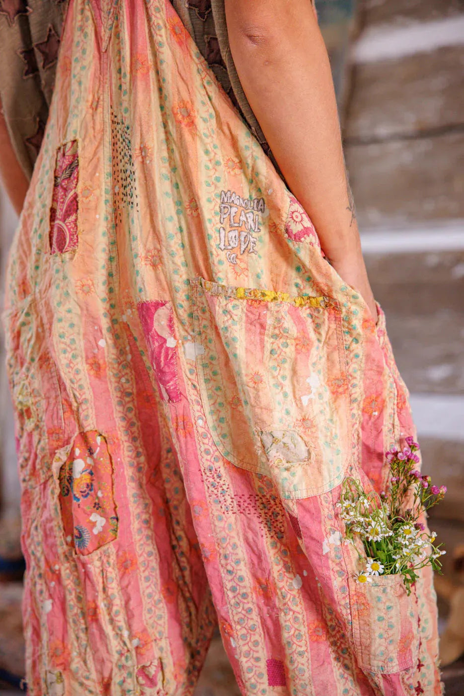 Magnolia Pearl European Cotton Sunfaded Love Overalls in Sunrise Daisy Overalls 161 - Stay Wild Collective  