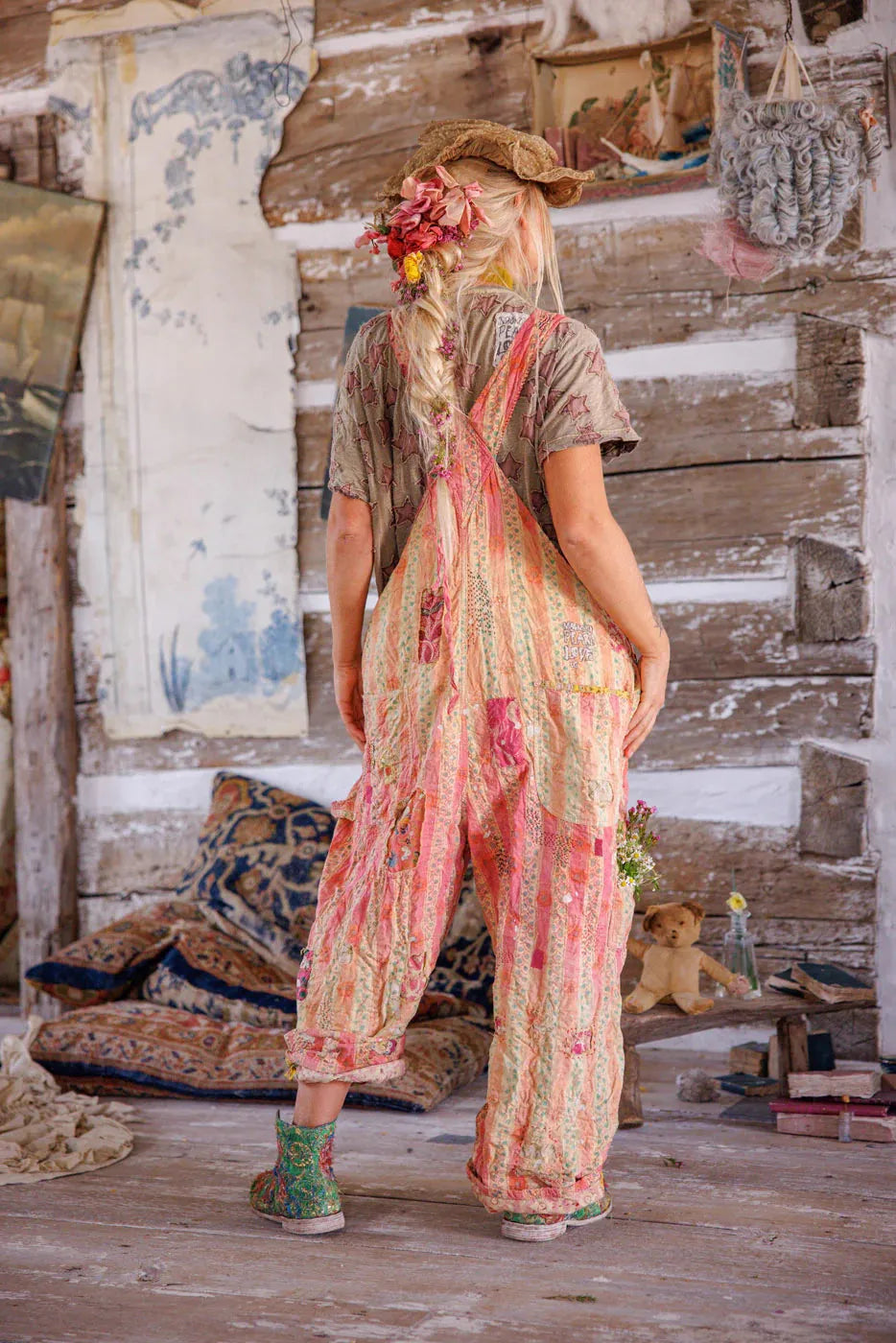 Magnolia Pearl European Cotton Sunfaded Love Overalls in Sunrise Daisy Overalls 161 - Stay Wild Collective  