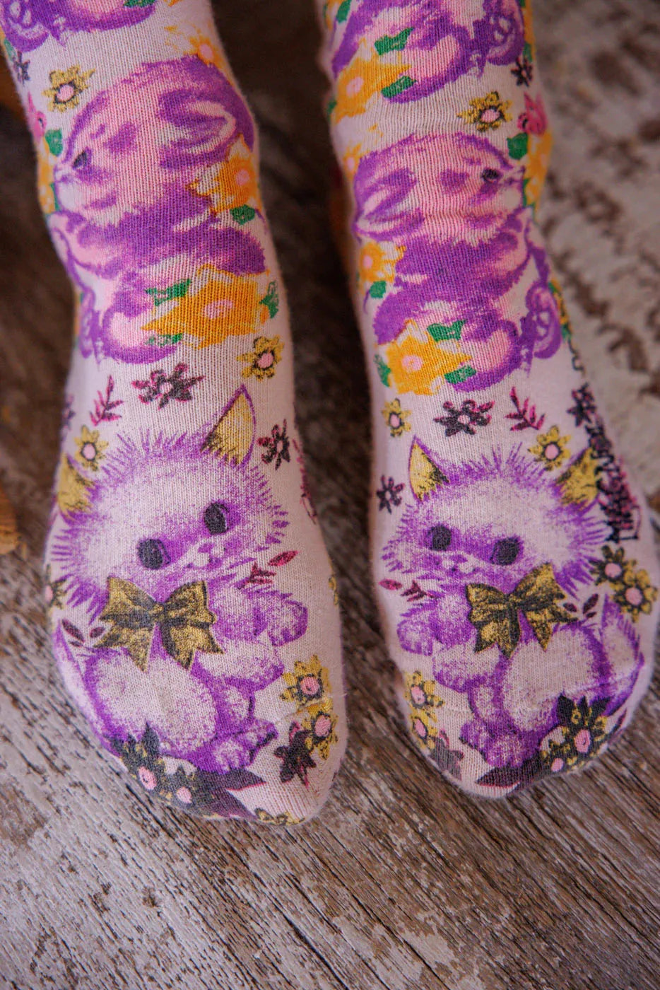 Magnolia Pearl Floral Teddy OTK Socks 142-SNWBL-OS - Stay Wild Collective  Socks