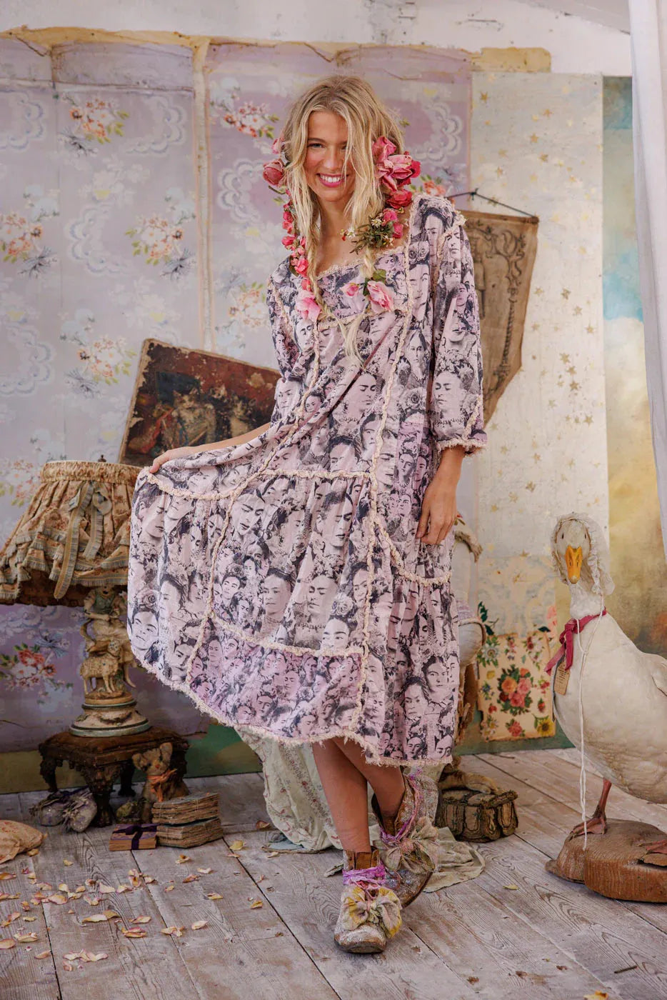 Magnolia Pearl Mural Frida Helenia Dress 1337-SELFP-OS - Stay Wild Collective  Dress