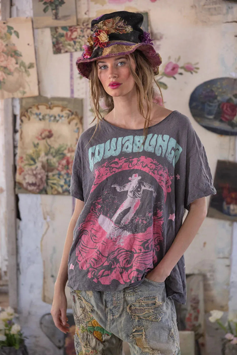 Magnolia Pearl My Spurs Cowabunga Tee TOP 2435-OZZY-OS - Stay Wild Collective  Shirts & Tops