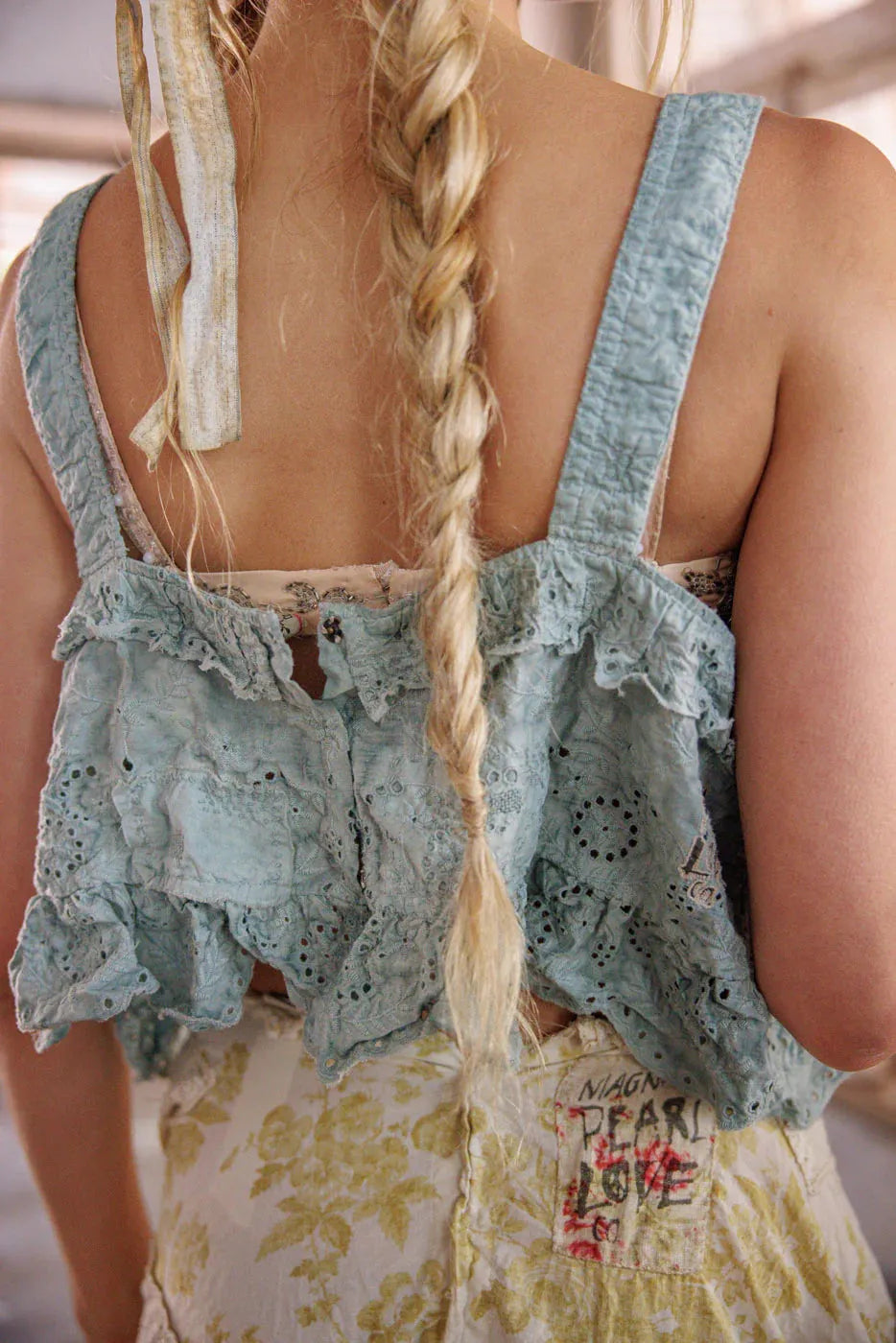 Magnolia Pearl Olive Eyelet Ruffle Cami TANK 402-DVASH-OS - Stay Wild Collective  Dresses