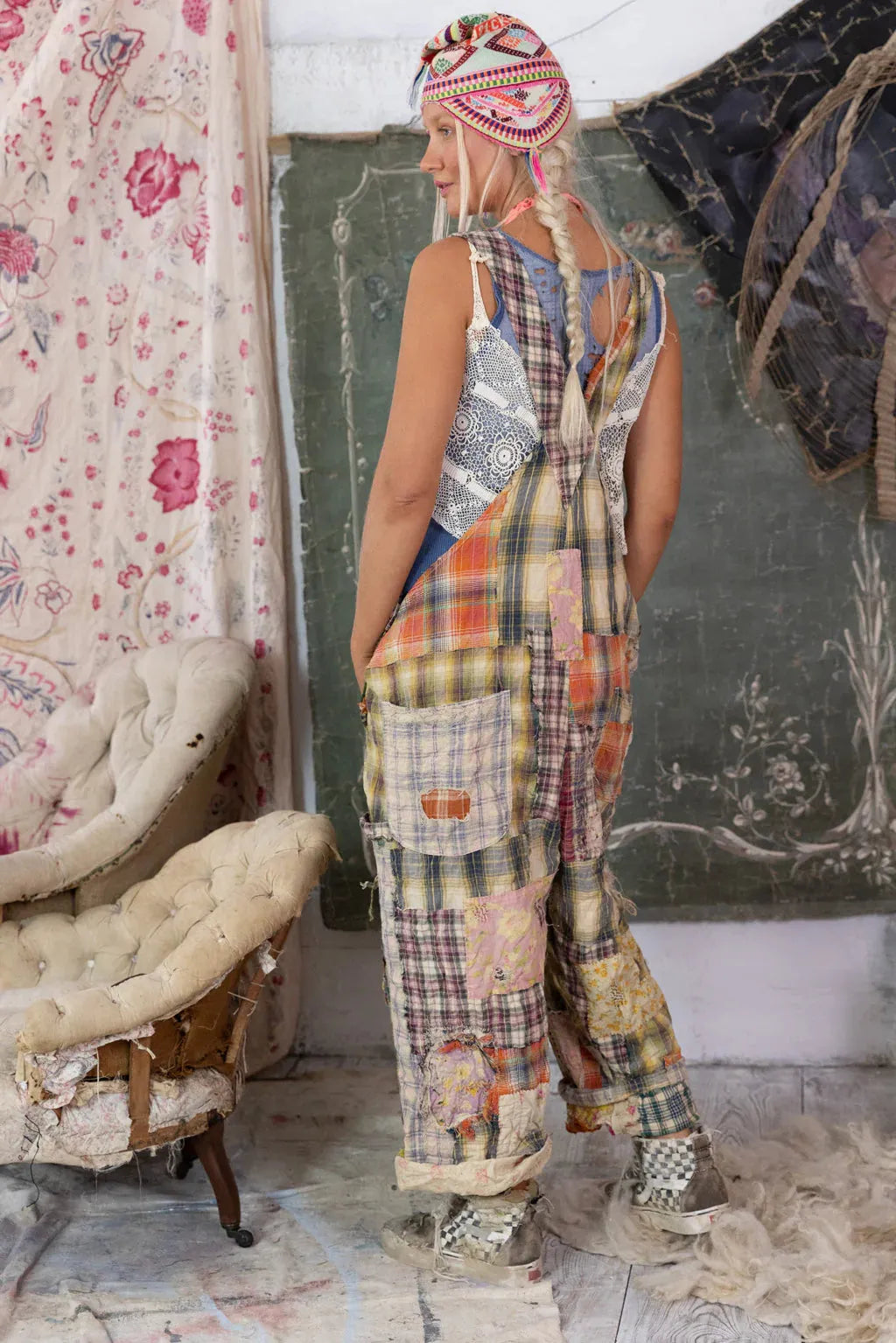 Magnolia Pearl Patchwork Love Overalls 073-MADGR-OSYD - Stay Wild Collective  Overalls