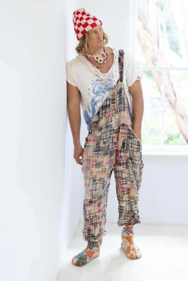  Magnolia Pearl YD Patchwork Love Overalls in Madras rainbow Overalls 073 - Stay Wild Collective  