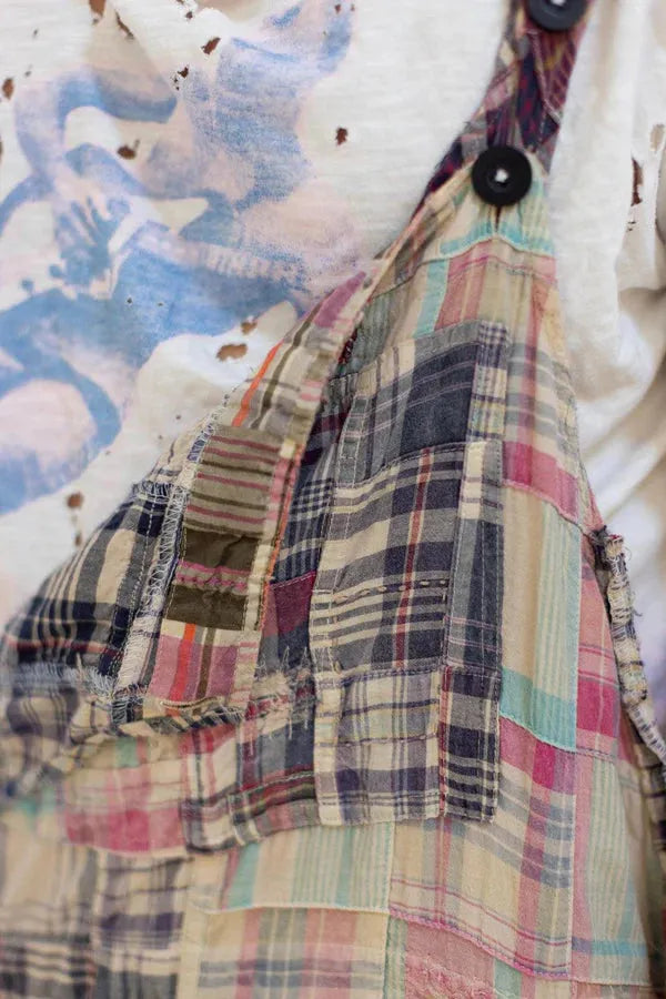  Magnolia Pearl YD Patchwork Love Overalls in Madras rainbow Overalls 073 - Stay Wild Collective  