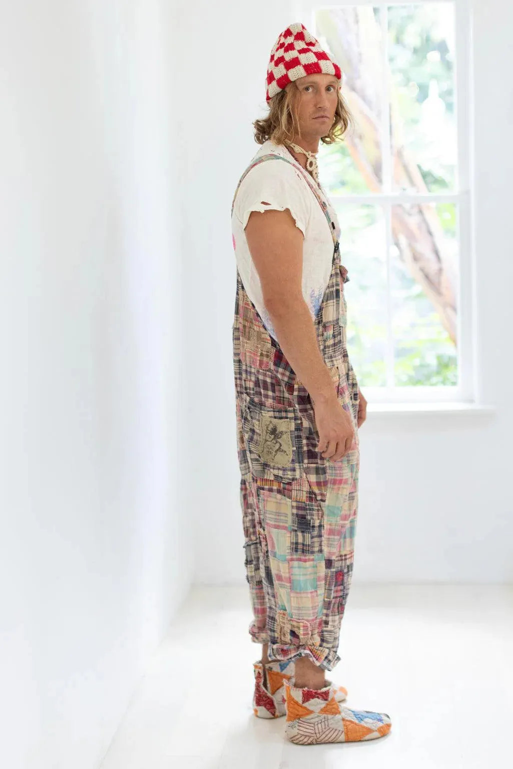  Magnolia Pearl YD Patchwork Love Overalls in Madras rainbow Overalls 073 - Stay Wild Collective  