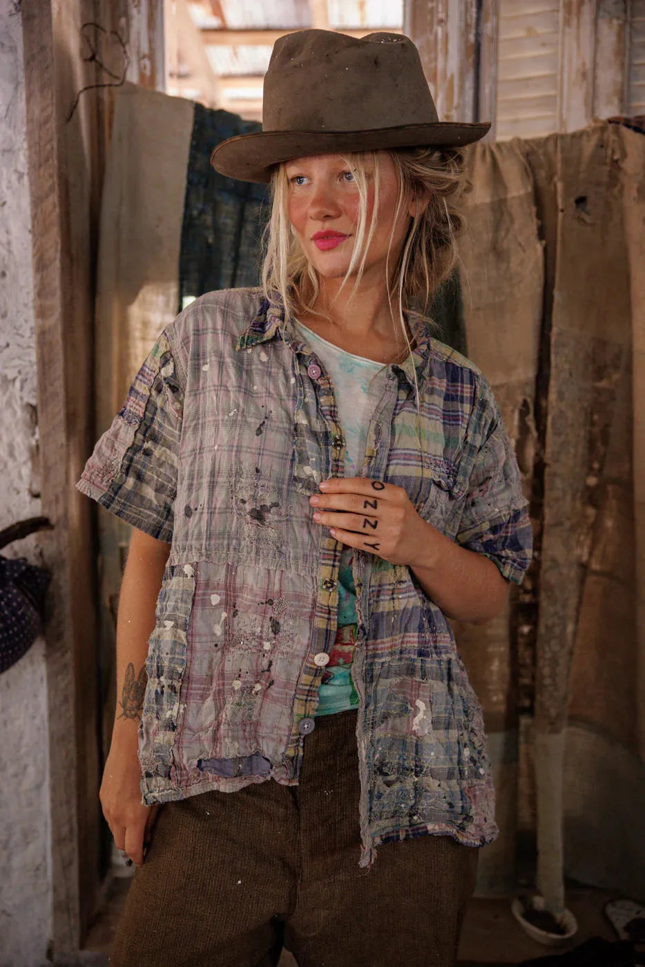 Magnolia Pearl YD Patchwork Perletta Shirt TOP 2569-MADRB-OS - Stay Wild Collective  Shirts & Tops