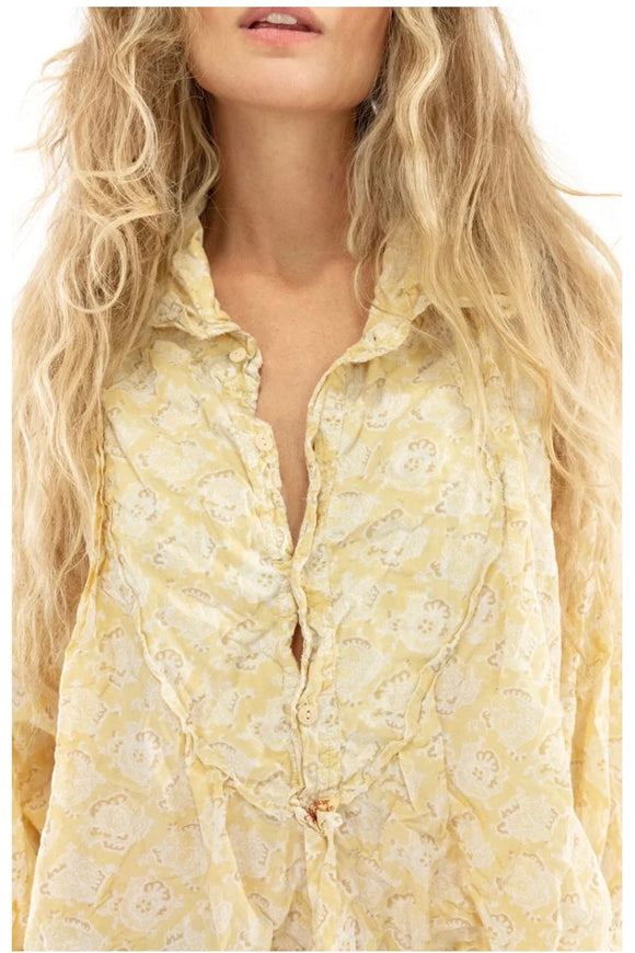 BLOCKPRINT TORA SHIRT - TOP 1123 GLOW MAGNOLIA PEARL - Stay Wild Collective  shirt