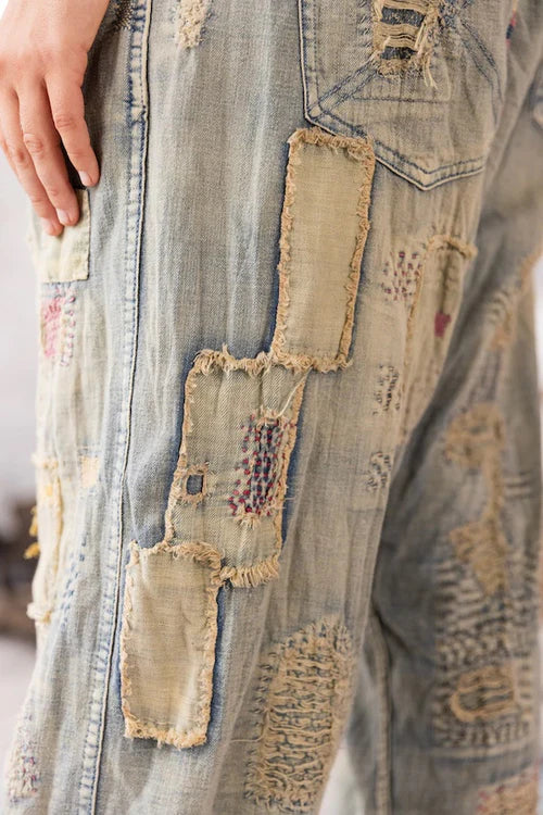  Magnolia pearl embroidered pants with stitching 769 washed indigo last pair - Stay Wild Collective  