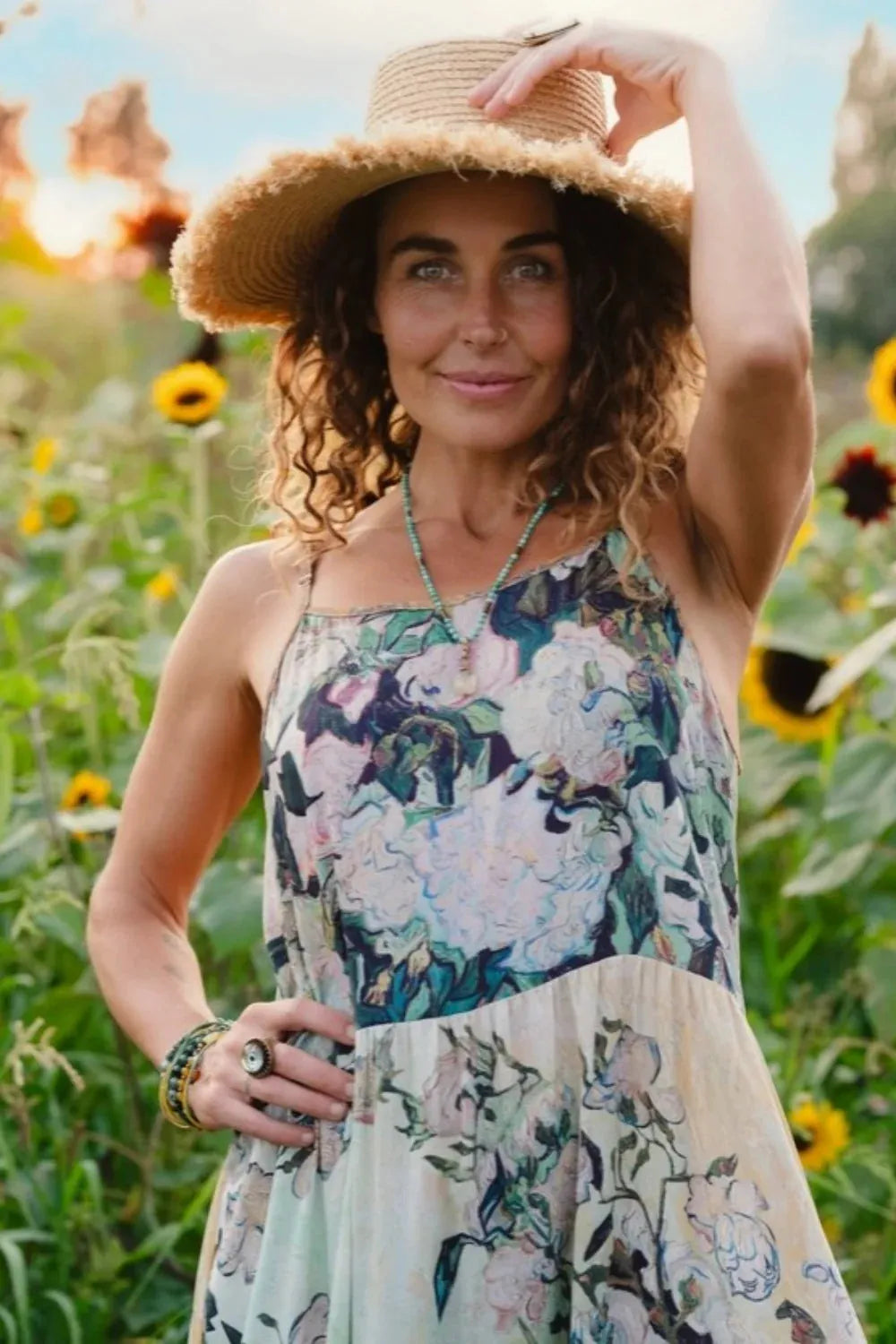 Market Of Stars I Paint My Dream Van Gogh Maxi Slip Dress - Stay Wild Collective  Dress