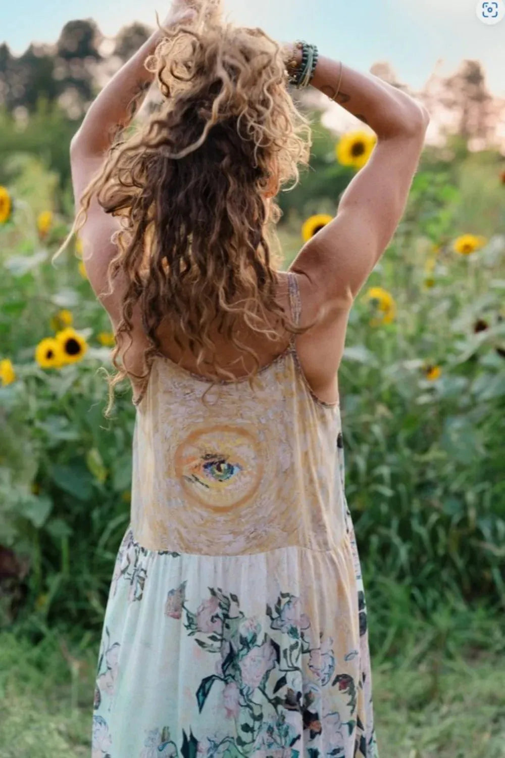 Market Of Stars I Paint My Dream Van Gogh Maxi Slip Dress - Stay Wild Collective  Dress