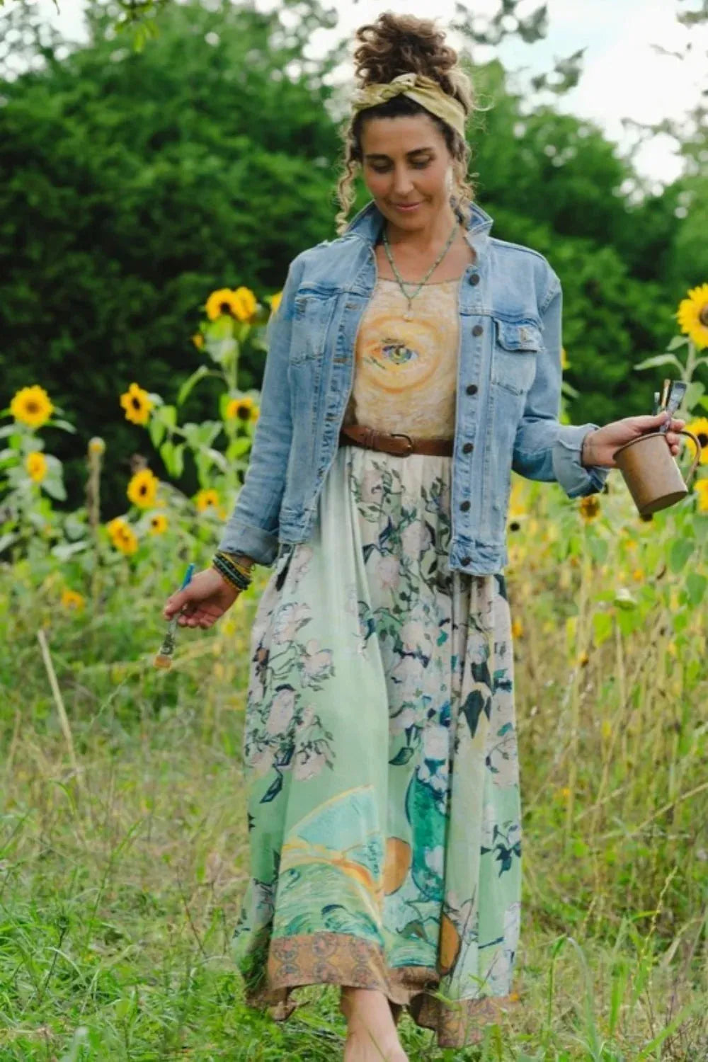 Market Of Stars I Paint My Dream Van Gogh Maxi Slip Dress - Stay Wild Collective  Dress