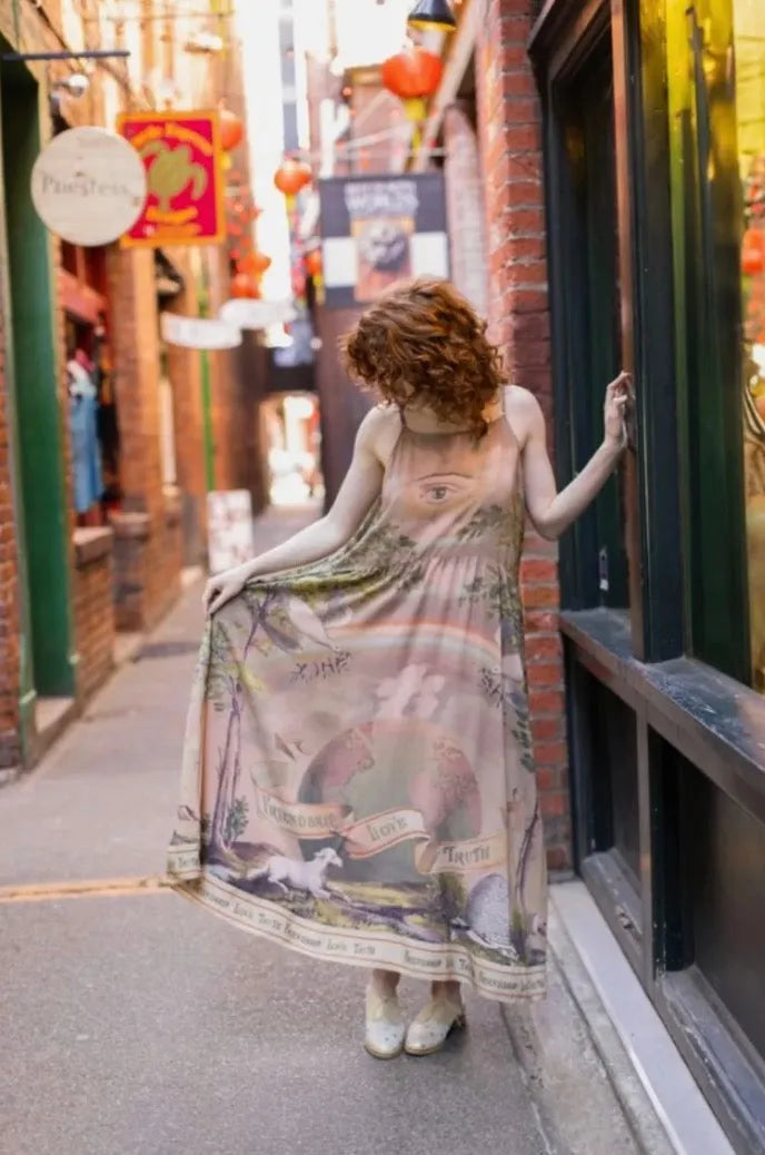 Market of Stars Friendship Love and Truth Vintage Wash Bohéme Slip Dress - Stay Wild Collective  Dress