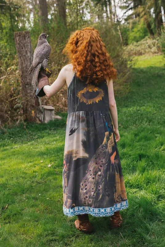 Market of Stars Wild Beauty Peacok Print Bohemian Bamboo Slip Dress - Stay Wild Collective  Slip dress