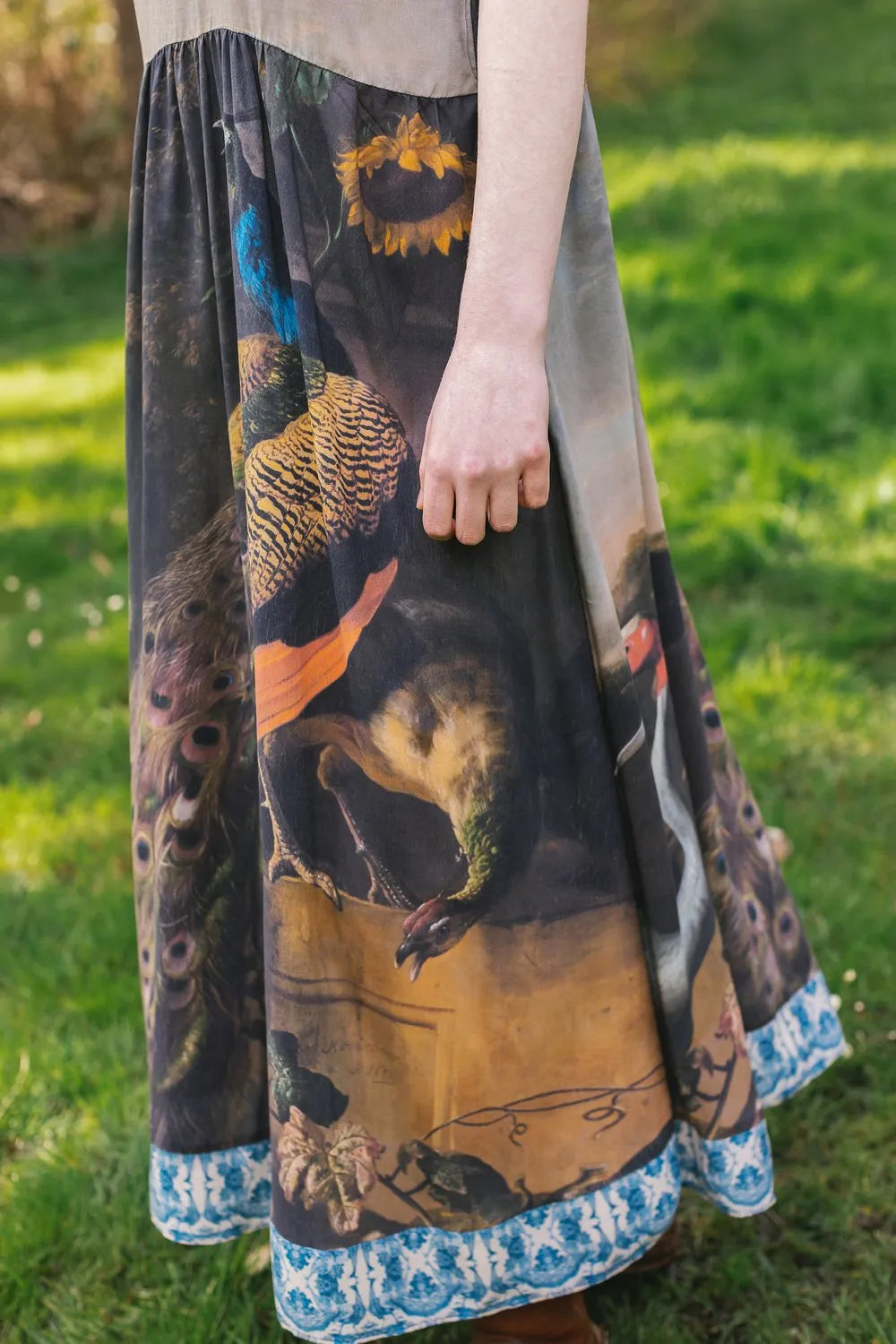 Market of Stars Wild Beauty Peacok Print Bohemian Bamboo Slip Dress - Stay Wild Collective  Slip dress