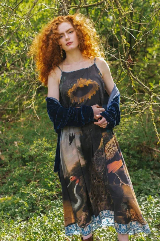 Market of Stars Wild Beauty Peacok Print Bohemian Bamboo Slip Dress - Stay Wild Collective  Slip dress