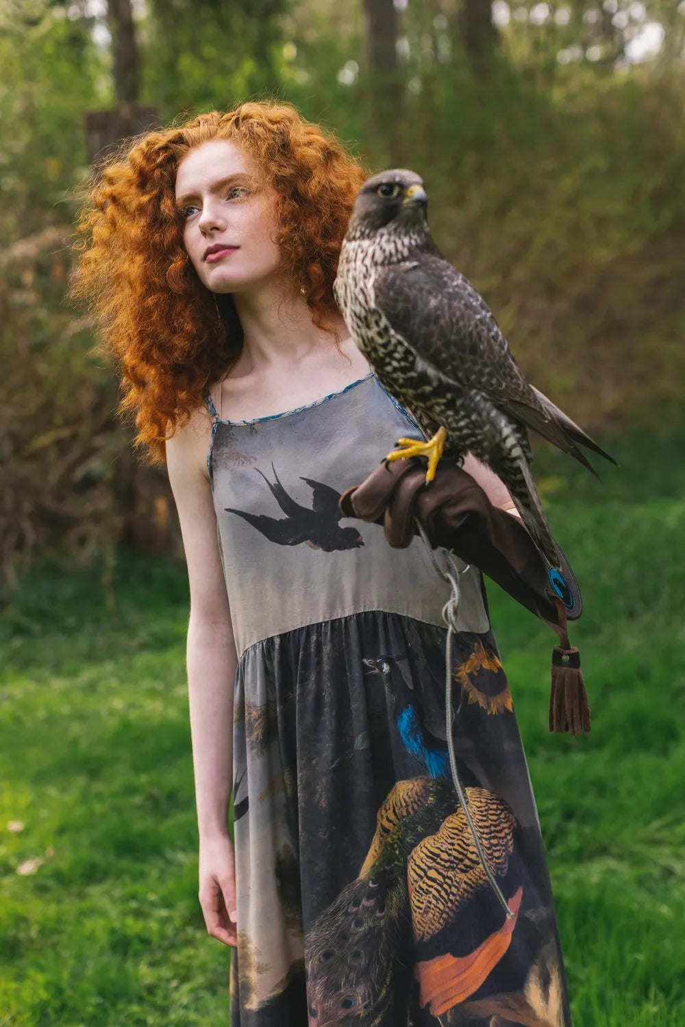 Market of Stars Wild Beauty Peacok Print Bohemian Bamboo Slip Dress - Stay Wild Collective  Slip dress