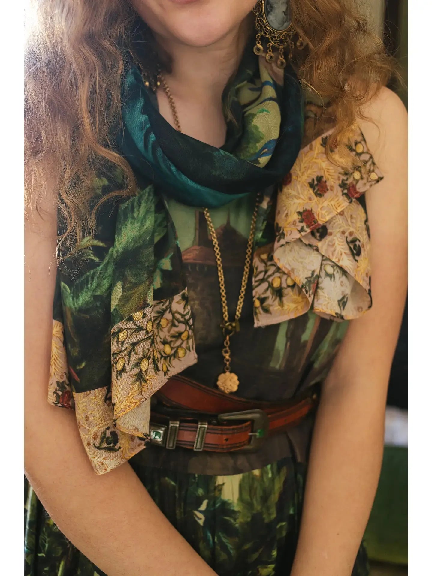 Market of stars Bella Notte Bohemian Bamboo Scarf with Rabbit and Moon - Stay Wild Collective  scarf