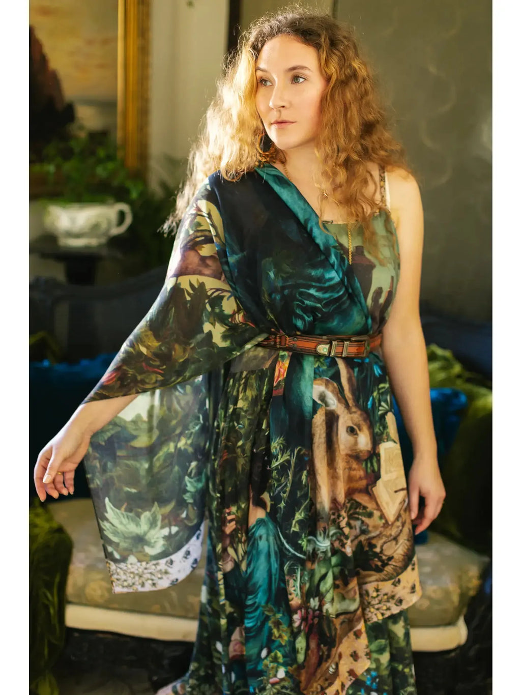 Market of stars Bella Notte Bohemian Bamboo Scarf with Rabbit and Moon - Stay Wild Collective  scarf