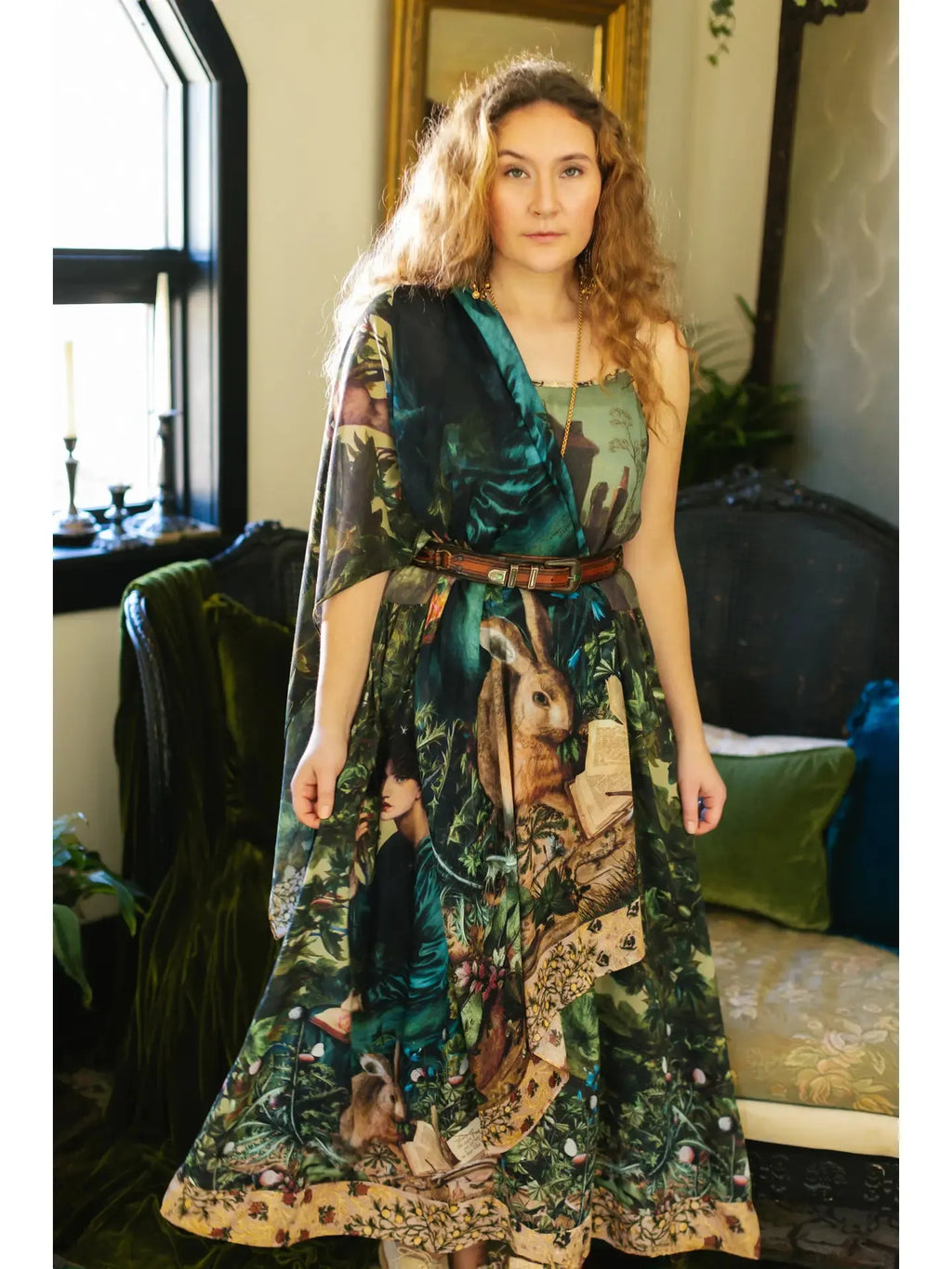 Market of stars Bella Notte Bohemian Bamboo Scarf with Rabbit and Moon - Stay Wild Collective  scarf