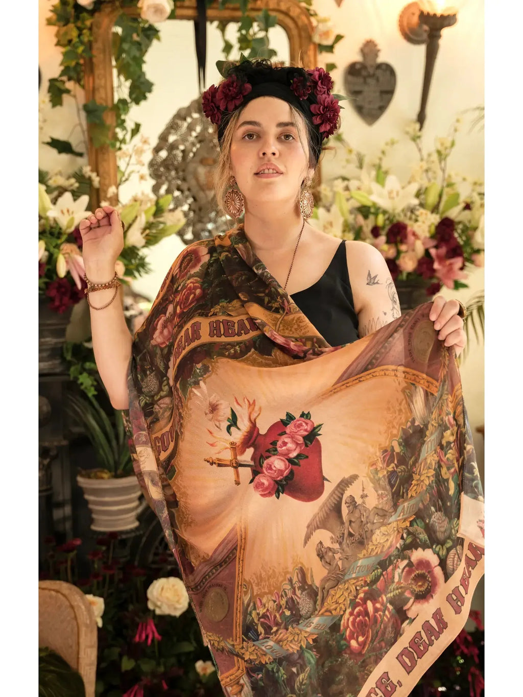Market of stars Courage Dear Heart Bohemian Bamboo Scarf with Sacred Heart - Stay Wild Collective  scarf