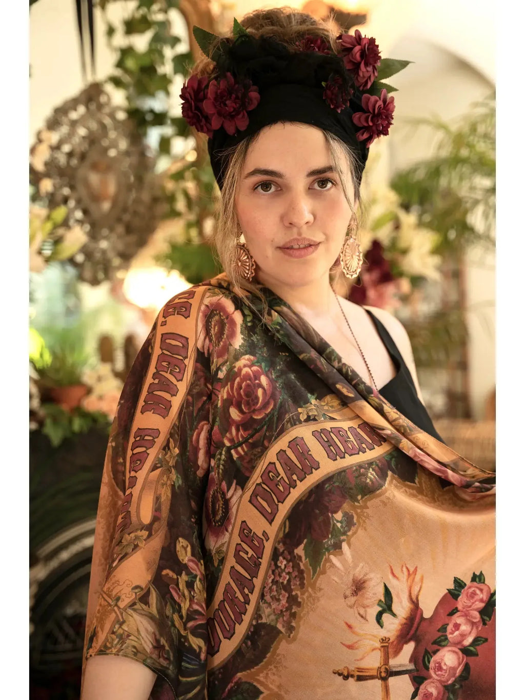 Market of stars Courage Dear Heart Bohemian Bamboo Scarf with Sacred Heart - Stay Wild Collective  scarf